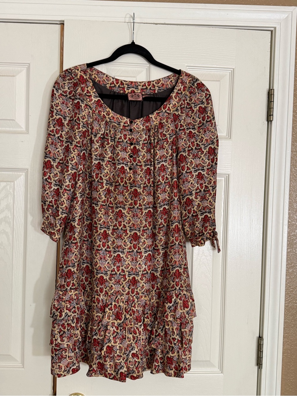 Juicy Couture 98% Silk Boho Tunic Dress Paisley Print Size 4